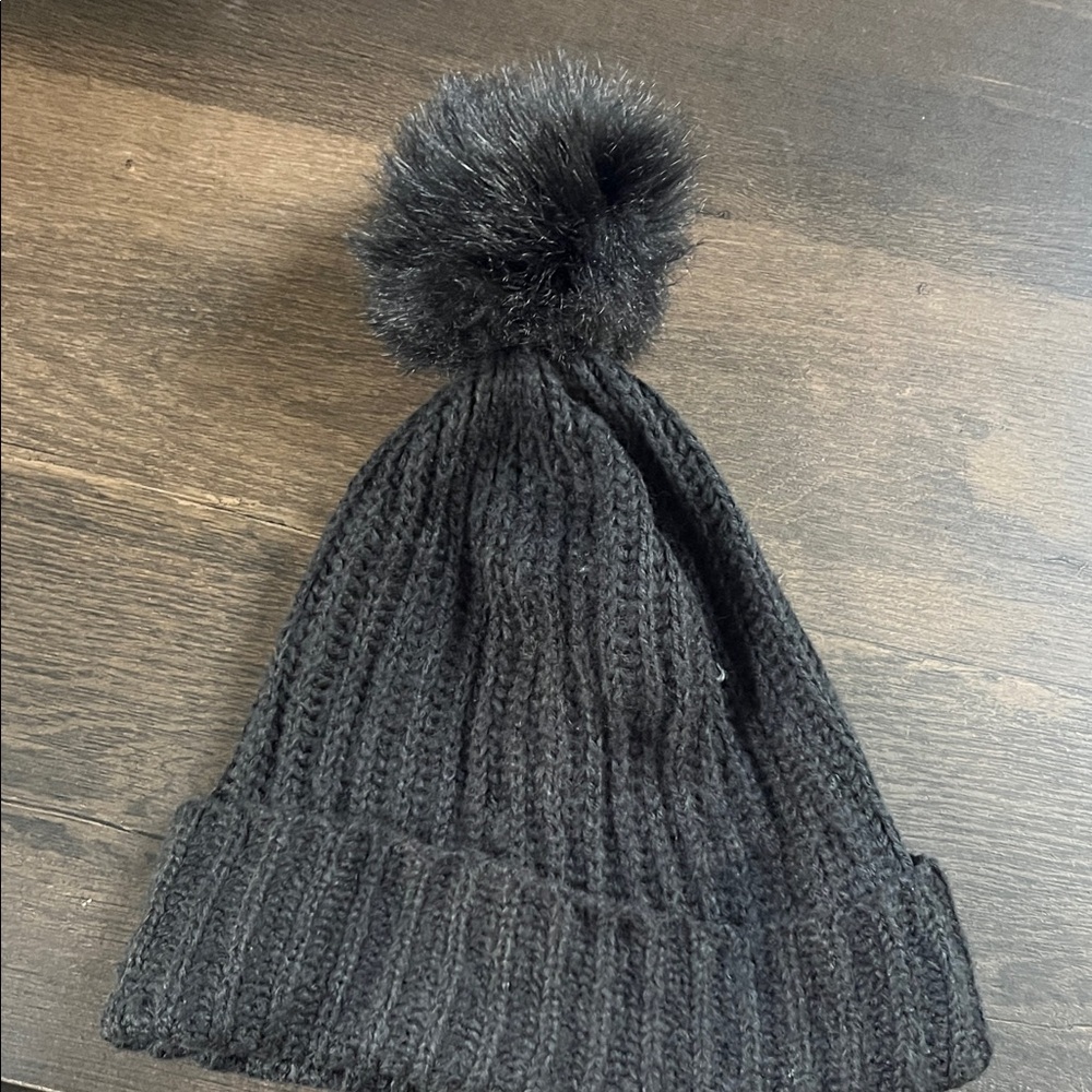 Old Navy Dark Gray Knit Beanie with Pom